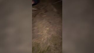 Outdoor Flashing and Teasing WET Pussy BIG Dick and a campfire - 3 image