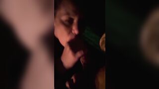 Outdoor Flashing and Teasing WET Pussy BIG Dick and a campfire - 6 image