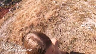 Big Boobs Babe Blowjob and Dogging in Lingerie - Cum in Mouth Outdoor - 15 image