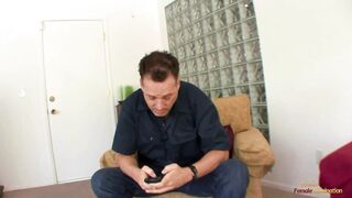 Brunette housewife makes her husband watch while getting penetrated Outdoor and then indoors again