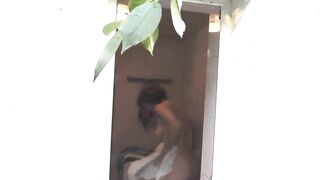 Naked in public. Outside neighbour guy is watching how my sexy wife take shower. Outdoor. Milf. Mature. In bathroom. Public nudity. Handjob. Outdoors. Natural tits. Pussy. Wet pussy Ass. Big ass. Solo - 14 image