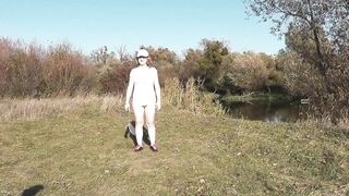 Autumn Sport. Cute MILF mature Sexy Frina strips naked and learns play badbinton with lover. Naked in public Publicly Outdoors Outside. Big ass Butt Perfect boobs Big natural tits Pussy Doggy Style - 2 image