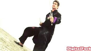 Smalltitted cosplay asian fucked outdoors