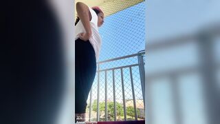 Chubby Latina Balcony Fart Session Thick Ass Releasing Loud Stinky Farts Outdoor - 13 image