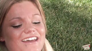 Cute fit blonde shows off her body and gets her pussy licked and fucked outdoors. - 3 image