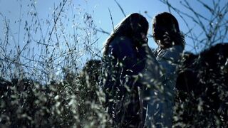 two blonde lesbo girl fucking in outdoor - 1 image