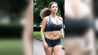 Mature MILF Jogging in Park with Huge Natural Bouncing Tits Compilation 1 [AI generated] - 1 image