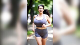 Mature MILF Jogging in Park with Huge Natural Bouncing Tits Compilation 1 [AI generated] - 12 image