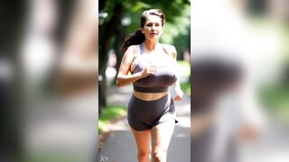 Mature MILF Jogging in Park with Huge Natural Bouncing Tits Compilation 1 [AI generated] - 13 image