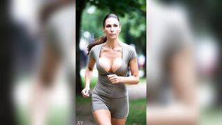 Mature MILF Jogging in Park with Huge Natural Bouncing Tits Compilation 1 [AI generated] - 5 image