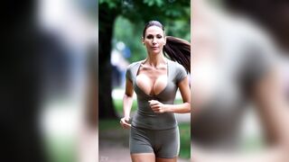 Mature MILF Jogging in Park with Huge Natural Bouncing Tits Compilation 1 [AI generated] - 7 image