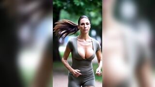 Mature MILF Jogging in Park with Huge Natural Bouncing Tits Compilation 1 [AI generated] - 8 image