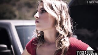 Stranded blonde MILF hitchhikes and fucks big dick stud outdoors