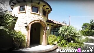 Amazing petite MILF babes passion posed outdoor during passion car wash