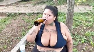 Naughty BBW smoking outdoors - Mary Jhuana - 5 image