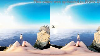 Lara Croft spending her lovely British accent outdoors in a shore under a sunset!