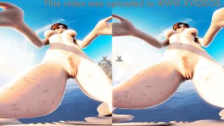 Lara Croft spending her lovely British accent outdoors in a shore under a sunset!