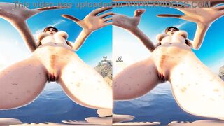 Lara Croft spending her lovely British accent outdoors in a shore under a sunset!