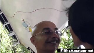 Mistress dominates the outdoor orgy