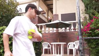 tennis sluts - 3some outdoor fucking