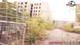 Shy student tourist tries outdoor sex with German tow macho