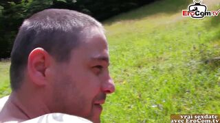 French brunette petite teen at outdoor amateur sex anal