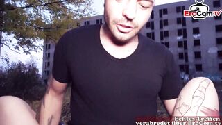 German blonde with small tits and Tattoos during an outdoor Sexdate