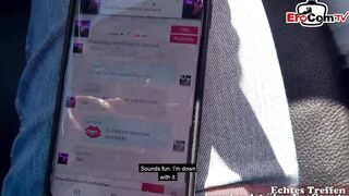 Tattooed german Milf with brown hair pick up for outdoor sex