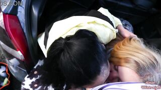 Outdoor double blowjob in a car trunk - 9 image