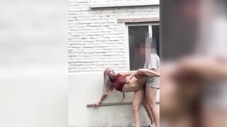 Outdoor sex with a horny 18-year-old in a dead-end alley ends in creampie - 4 image