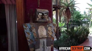 Cute Ebony Babe Sloppy Sucks Big White Cock Outdoors Then Gets RAILED