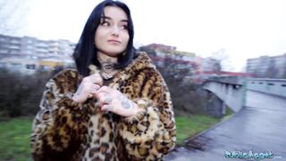 Public Agent French babe Crystal Cherry outdoor blowjob and big dick pov