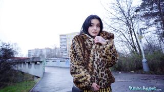 Public Agent French babe Crystal Cherry outdoor blowjob and big dick pov