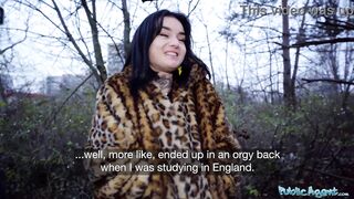 Public Agent French babe Crystal Cherry outdoor blowjob and big dick pov