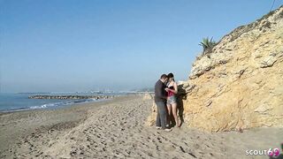 Risky Outdoor Beach Sex for small Tits slim Latina Teen Carol Vega with older Guy - 1 image