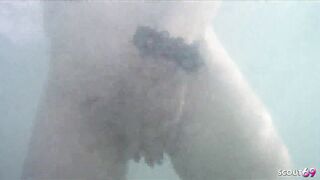 Tall and slim Step-Daughter seduce old Guy to risky Outdoor Fuck at Beach Day and beg for cum in mouth