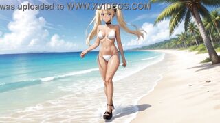 A walk with Rumi. She plays with her pussy AI Generated