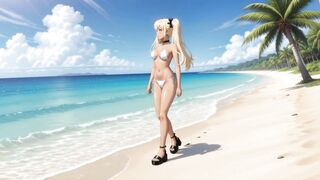 A walk with Rumi. She plays with her pussy AI Generated