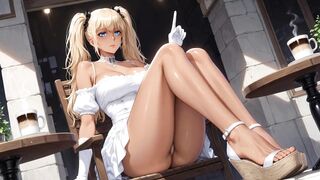 A walk with Rumi. She plays with her pussy AI Generated