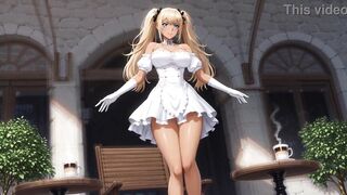 A walk with Rumi. She plays with her pussy AI Generated