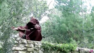 Small Tits blonde Beauty french girl Cristal Rose with big clit and round ass seduce Stranger to Outdoor Fuck - 1 image