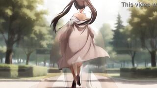 Long-Legged Brunette Park Slut: Public Pussy & Tits Flash Masturbation AI Generated - 6 image
