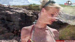Outdoor lesbian sex with a busty blonde and a brunette slut - 4 image