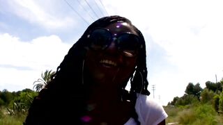 Black milf riding cock in outdoor - 1 image