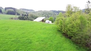 Outdoor Blowjob Turns Into Tent Creampie on Her Tits - 1 image