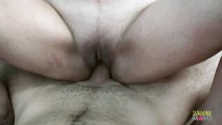 Pov lets have a granny outdoor on a simple mat and feel out her body - 10 image