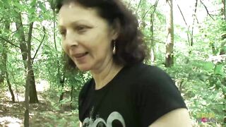 Pov you are outdoor in a forest and fucking an amateur millf granny really hard - 1 image