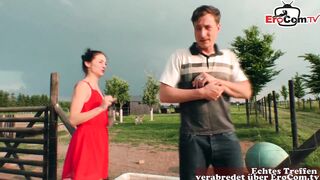 German skinny amateur teen with small tits tries outdoor sex - 3 image
