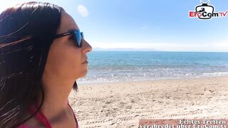 German skinny milf picked up for an outdoor sex date on the beach - 2 image