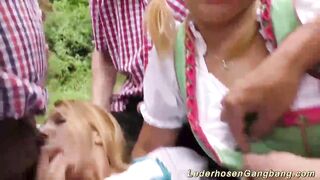wild german outdoor gangbang fuck orgy